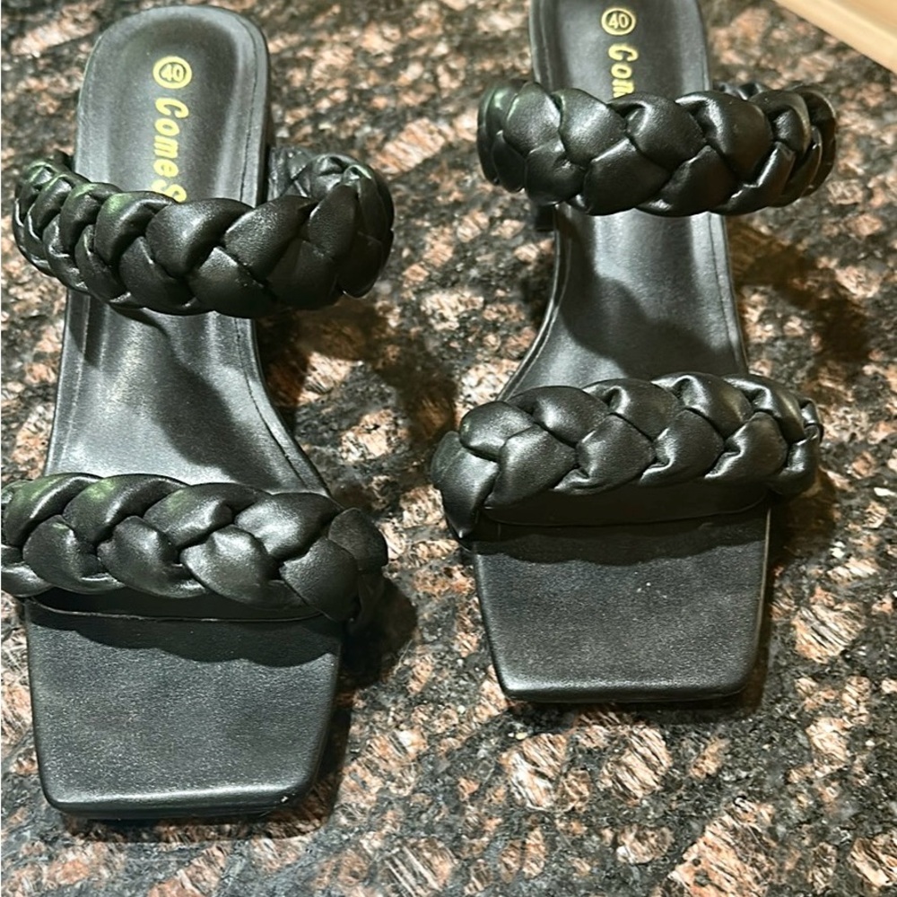 Women Black Braided Sandals